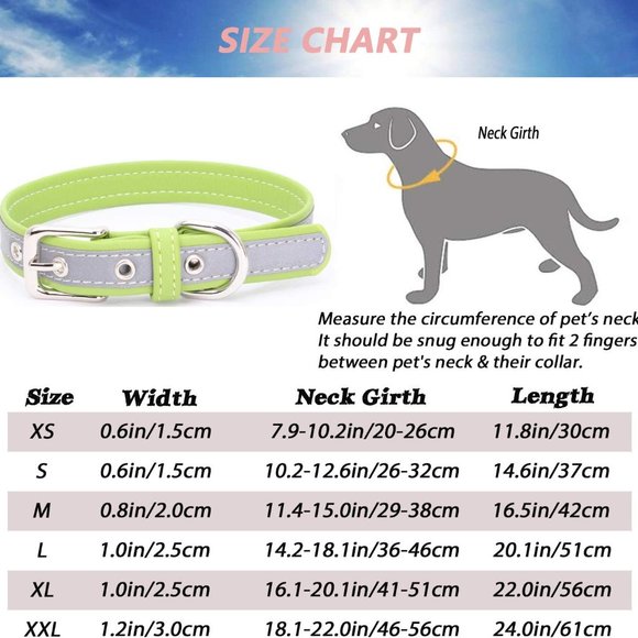 Microfiber Cat Dog Collar Reflective Green Adjustable for Male Female -XS - Picture 2 of 5